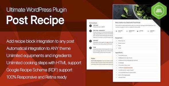 Ultimate WordPress Post Recipe plugin