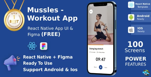 Workout Apps v1.1 React Native Figma Mussles