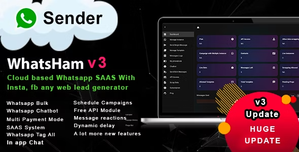 WhatsHam v3.6.1 Cloud Based WhatsApp SASS