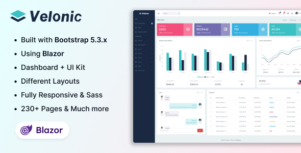 Velonic – Blazor Admin & Dashboard Template