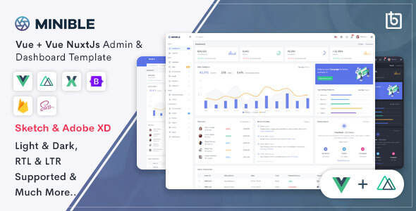 Minible – Vue & Vue Nuxt Admin Dashboard Template