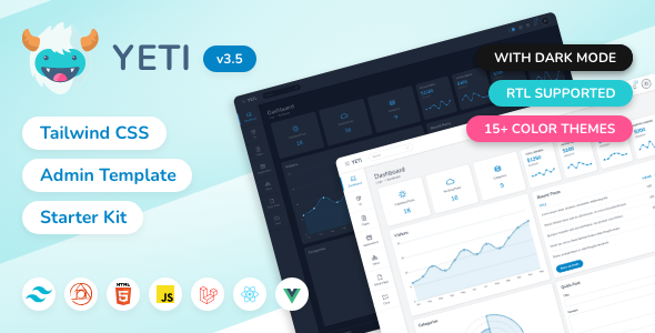 Yeti – Tailwind CSS – HTML, Laravel, React & Vue.js Admin Template