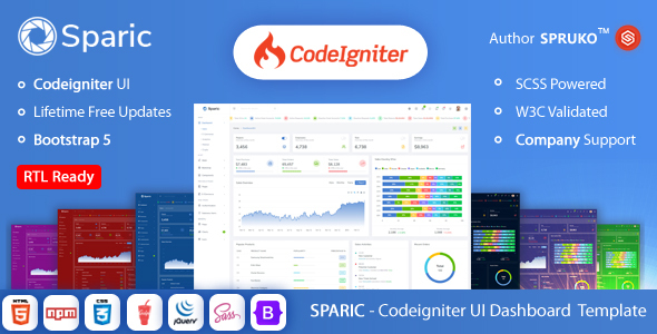 Sparic – Codeigniter Admin and dashboard Template