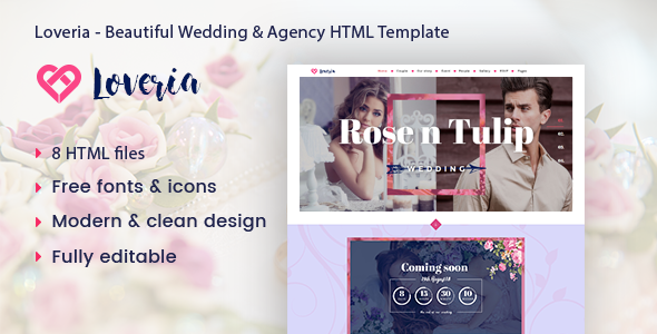 Loveria – Beautiful & Awesome Wedding Template.