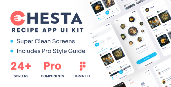 Chesta – Cooking Food Recipe Mobile  App UI Kit Figma