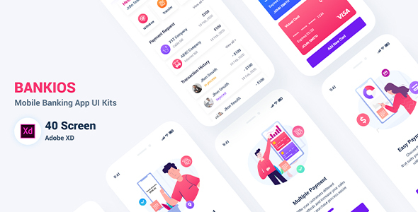 Bankios –  Mobile Banking App UI Kit for Adobe XD