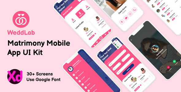 WeddLab – Matrimony Mobile App Adobe UI Kit