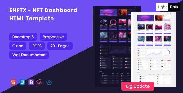 ENFTX – NFT Dashboard HTML Template + Light & Dark