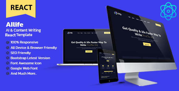 AIlife – AI Content Generator & Writing React Template
