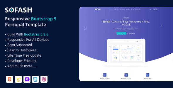 Sofash – SaaS & Software HTML5 Landing Page