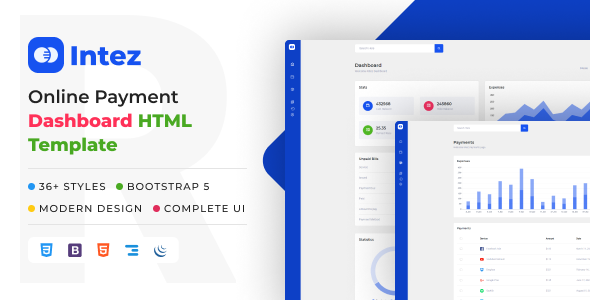 Intez – Bootstrap Online Payment Dashboard HTML Template