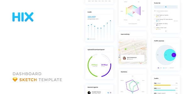HIX – Dashboard UI Kit for Sketch