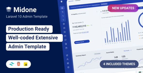 Midone – Tailwind CSS Laravel 11 Admin Dashboard Template + HTML Version