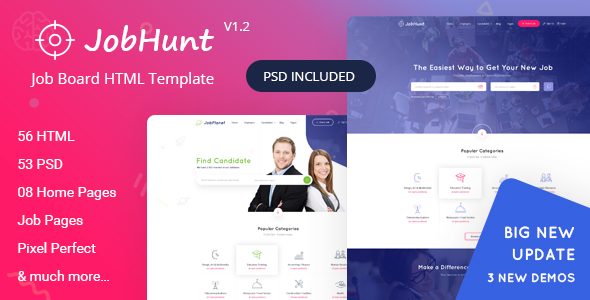 JobHunt – Job Board HTML Template