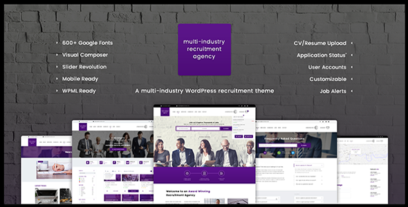 Recruitment Agency – Multi Industry Responsive WordPress Theme