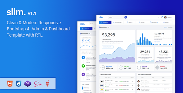 Slim – Modern & Clean Responsive Bootstrap 4 Admin Dashboard Template