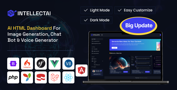 IntellectAI – All in One Dashboard for Image Generator, Chat Bot & Voice Generator