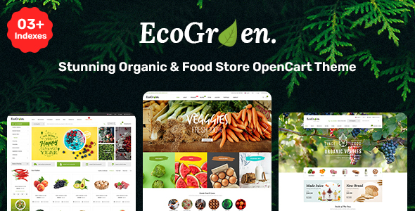 EcoGreen – Multipurpose Responsive OpenCart 3 Theme With Mobile Layouts (Organic Food Topic)