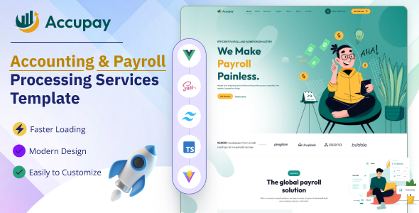 Accupay – Accounting & Payroll Processing Services Vue JS Tailwind CSS Template