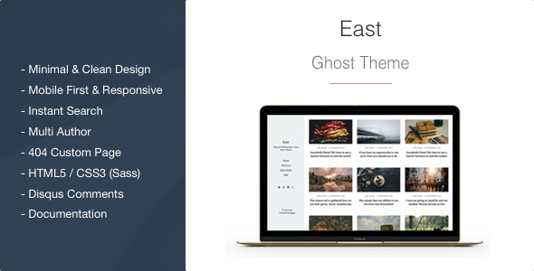 East – Blog and Multipurpose Clean Ghost CMS Theme