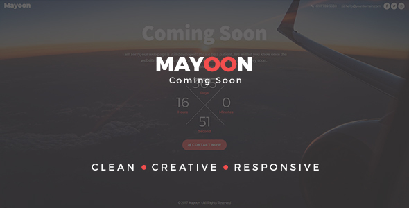 Mayoon – Clean & Responsive Coming Soon Template