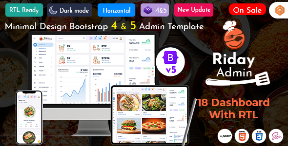 Riday – Restaurant Bootstrap 5 Admin Template Webapp