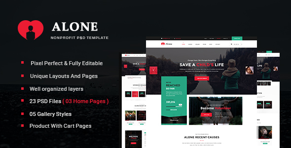 Alone – Multipurpose Non-profit PSD Template