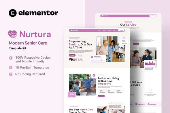 Nurtura – Modern Senior Care Elementor Template Kit