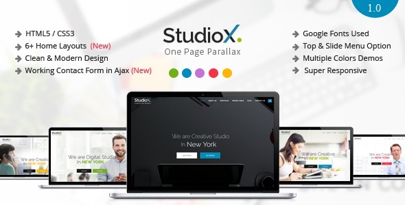 StudioX – One Page Parallax Joomla Template